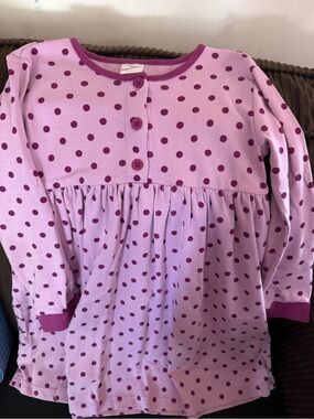 Hannah Lilac Dress with Dark Magenta Polka Dots
